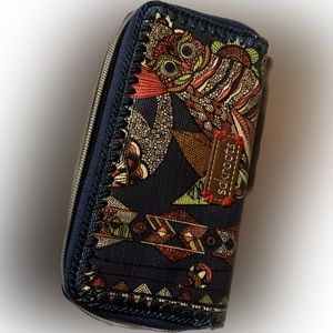 Sakroots Blue Artist Circle Desert Owl Wallet